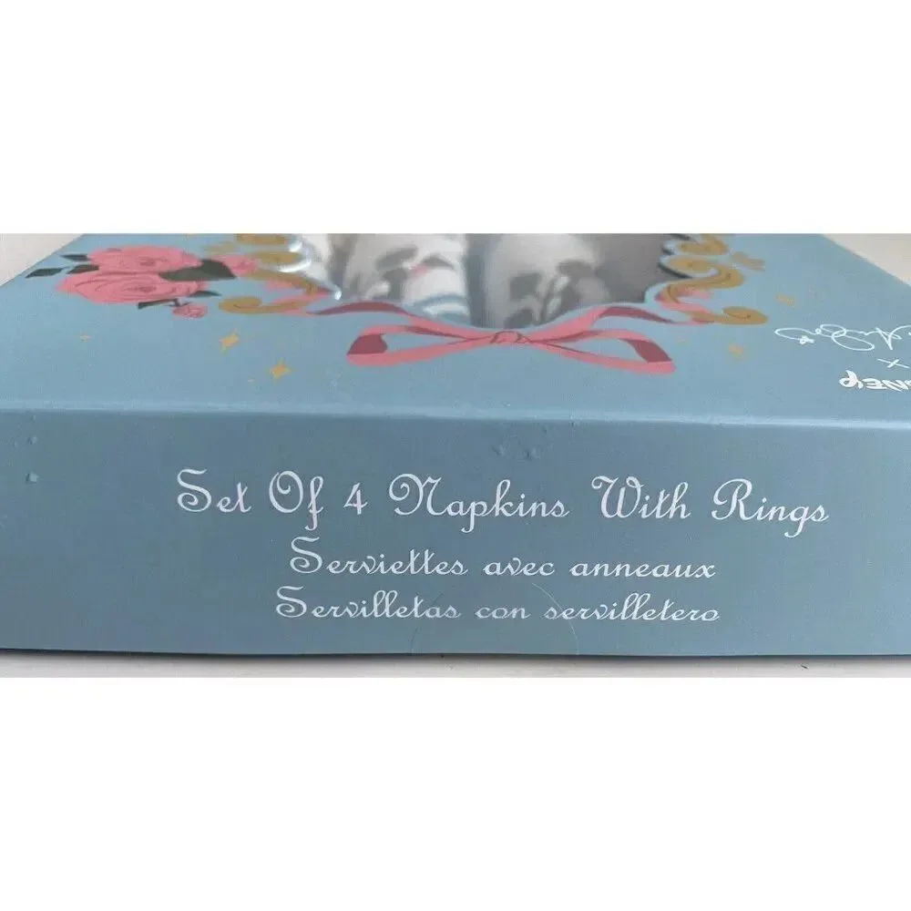 Set Of 4 Disney X Ann Shen Aristocats Fabric Napkins With Rings‎ New In Box